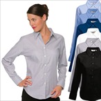 Fruit of the Loom - Damen Oxford Bluse Langarm - tailliert