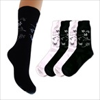 4 Paar Damen Socken mit Blumen und Ornamenten 