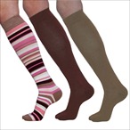 3 Paar Damen-Kniestr�mpfe mit Ringelmuster 