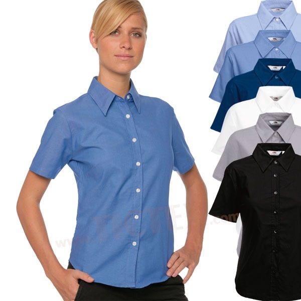 Fruit Of The Loom Lady Fit Kurzarm Oxford Bluse